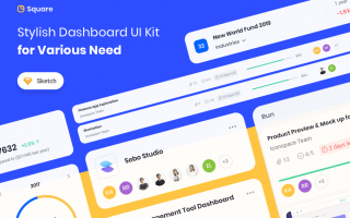 数据后台类UI工具包  UI素材界面web端设计Square Dashboard UI Kit