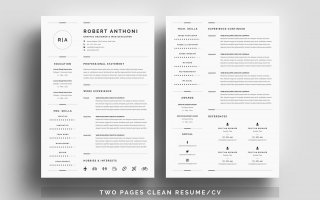 职场简约设计简历模板展示3 Pages Clean ResumeCV Template