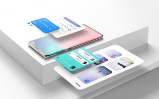 三星Galaxy S10 +模型包浮屏显示效果APP UI  设计效果图展示手机样机android-smartphone-mockup