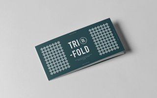 三折传单纸水平手册样机素材Tri Fold DL Horizontal Brochure Mock up