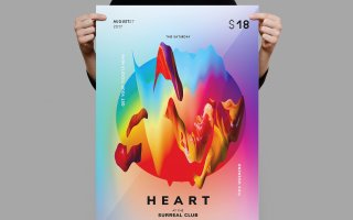 创意色彩纹理传单/海报模板Heart Flyer Poster Template