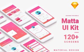 红色时尚风格社交媒体APP UI Material Design Mobile UI Kit