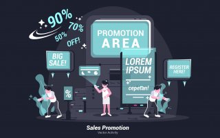 促销类插画场景创意设计素材下载Sales Promotion Vector Illustration