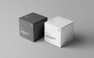 包装盒设计PSD智能贴图Square Package Box Mockup