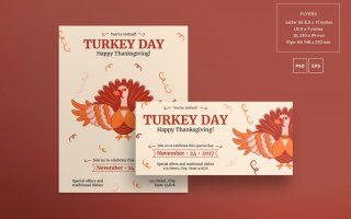感恩节庆祝活动传单和海报模板Thanksgiving Celebration Flyer and Poster Template