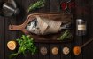 美食餐饮品牌VIS视觉识别系统料理三文鱼素材下载Kitchen Ready Mockup Vol. 1