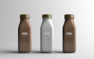 牛奶包装瓶样机素材模板展示Milk Bottle Packaging Mock Up Czt5zt