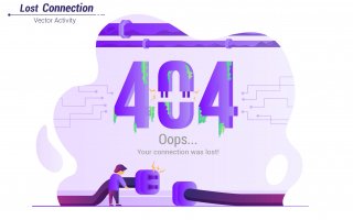 404错误提示创意场景插画模板素材Lost Connection Vector Illustration