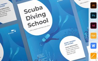 潜水学校海报/传单Diving School Poster