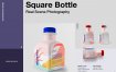 写实方形塑料瓶样机素材模板展示效果图Square Plastic Bottle