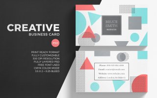 几何图形创意创意名片模板Creative Business Card Template KNNMEB