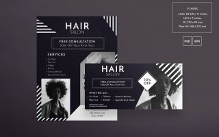 美发沙龙传单和海报模板Hair Salon Flyer and Poster Template XKZUV4
