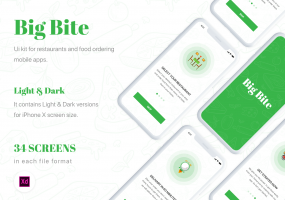 绿色IOS风格饮食行业APP Big Bite iOS UI Kit