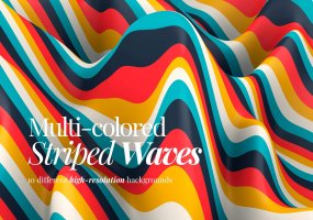 多彩色条纹波背景Multi colored Striped Waves Backgrounds