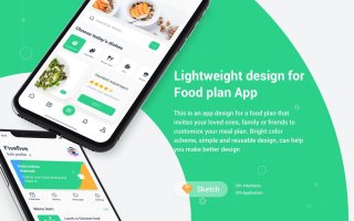 健康饮食计划类APP UI KIT套装模板 app设计 iOS Ui sketch源文件下载  FoodPlan UI Kit