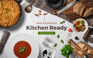 厨房餐饮料理样机美食素材下载模板Kitchen Ready Mockup Vol. 3