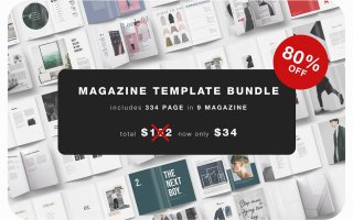 （合辑）8套各类杂志画册模板Magazine Template Bundle – 80% OFF