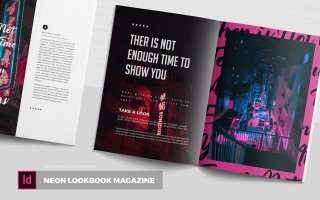 都市夜生活画册素材模板下载Neon Lookbook Magazine