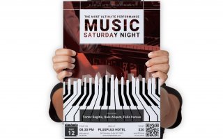 钢琴：音乐表演活动海报模板Piano : Music Show Event Poster