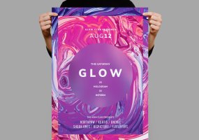 发光色彩油画纹理肌理素材海报/传单模板Glow Poster / Flyer Template QN2L8J