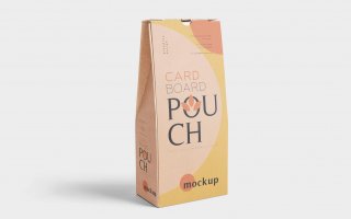 实拍食品自封袋样机模板多角度展示素材Cardboard Pouch Mockups