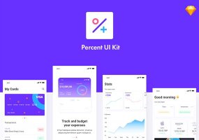 一流的数据统计APP UI KIT套装 ui设计app移动ui设计国外ui iOS Ui 下载[Sketch] Percent UI Kit