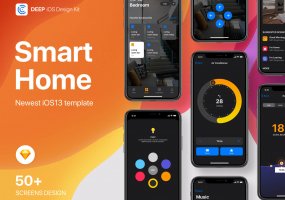 移动应用程序素材设计套件下载模板Deep Smart Home iOS 13 Design Kit