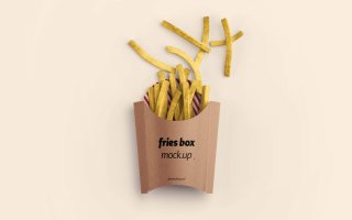 薯条盒快餐样机素材模板样机下载Fries Box Mockup