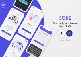 在线医疗预约应用U套件模版素材ICure Doctor Appointment Mobile App UI Kit