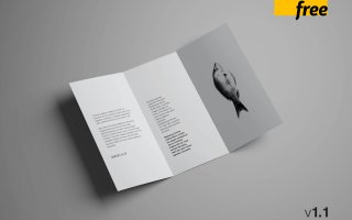 标准尺寸的折叠A4高级三折手册样机 Advanced Trifold Brochure Mockup – 7 Angles