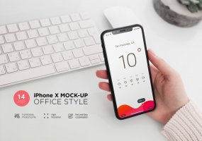 苹果手机样机素材实物场景模板展示iPhone X Mock Up Office Style