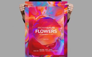 油画肌理色彩渐变宣传 传单/海报模板Flowers Flyer / Poster Template
