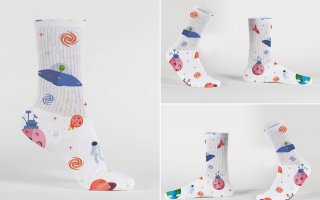 时尚男女袜子样机素材模板展示样机Unisex Socks Mockup