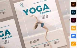 瑜伽教练海报/传单模板展示Yoga Instructor Poster