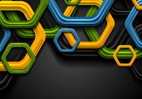 五颜六色的抽象技术六角形公司背景Colorful abstract tech hexagons background