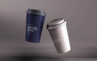 咖啡热饮杯样机模型素材PSD智能贴图纸杯子模板 Disposable Coffee Cup Mockup