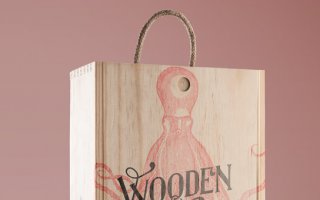 酒木盒子样机Wine Wood Box Mockup