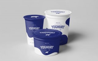 酸奶不同尺寸包装盒样机素材模板展示下载Yoghurt Cup Mock up 2