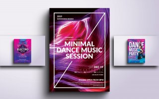 派对舞蹈传单和海报套装Party Dance Flyer & Poster Bundle