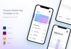 IOS12风格金融APP UI界面  Finance Mobile App Template UI Kit