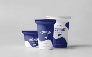 多种尺寸牛奶包 杯子装盒样机素材模板展示Yoghurt Cup Mock up