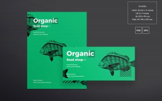 有机食品传单和海报模板Organic Food Flyer and Poster Template