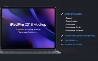 平板电脑多角度展示素材模板样机iPad Pro 2018 Mockup