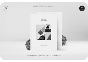 黑白极简主义杂志画册模板展示SUNDAY Moodboard Magazine 9RNKSL4