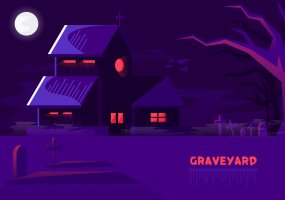 矢量风景与建筑插画模板设计素材下载GraveYard – Vector Landscape & Building