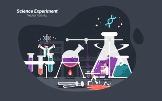 科学时限创意矢量插画素材下载Science Experiment Vector Illustration