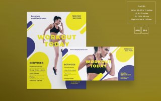 健身房锻炼传单和海报模板/传单Gym Workout Flyer and Poster Template